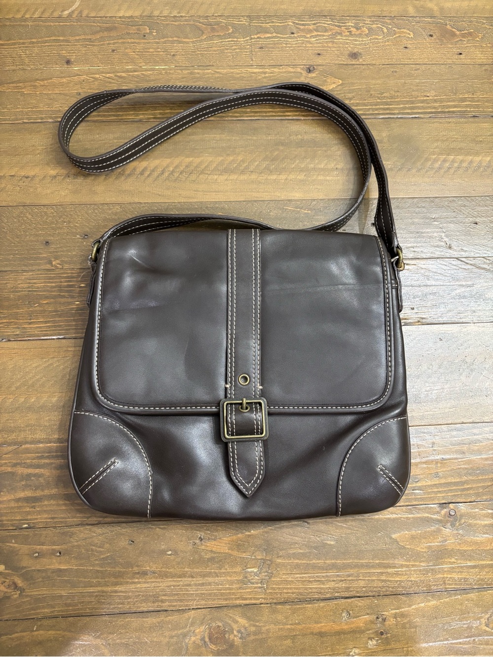 Liz Claiborne Dark Brown Crossbody with Buckle Accent